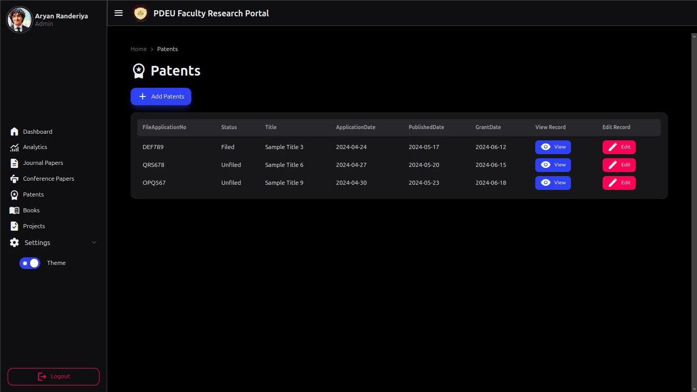 University Research Portal screenshot 8